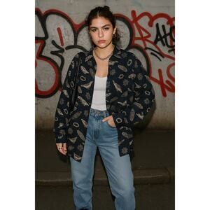 Vintage Ralph Lauren Silk Nautical Button Up Shirt Medium Coastal Euro Preppy